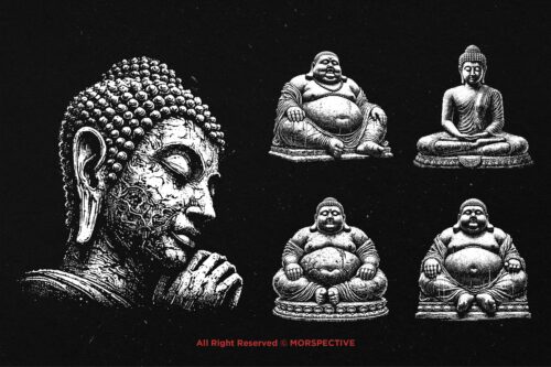 10 Bundle Dark Art Buddha Face - Image 5