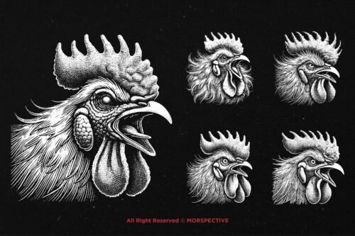 10 Bundle Dark Art Rooster Chicken - Image 5