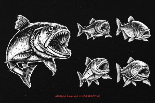 10 Bundle Dark Art Piranha Fish - Image 5