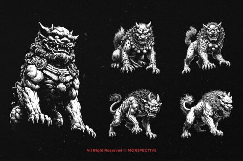 10 Bundle Dark Art Komainu Japanese Lion - Image 5