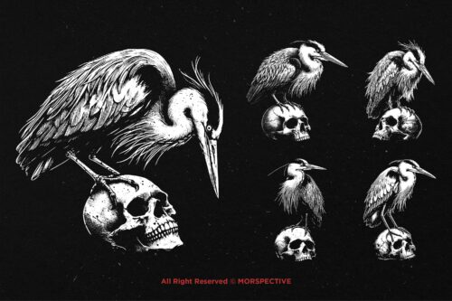 10 Bundle Dark Art Heron Bird - Image 5