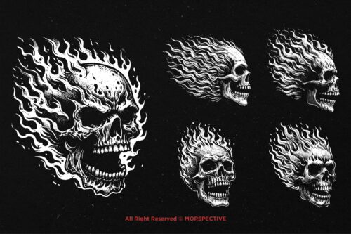 10 Bundle Dark Art Flamming Skull Fire - Image 5