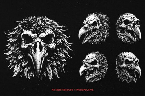 10 Bundle Dark Art Raven Skull Bird - Image 5