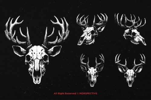 10 Bundle Dark Art Skull Deer - Image 5