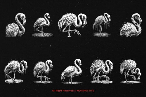 10 Bundle Dark Art Flamingo Bird - Image 6