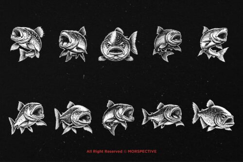 10 Bundle Dark Art Piranha Fish - Image 6