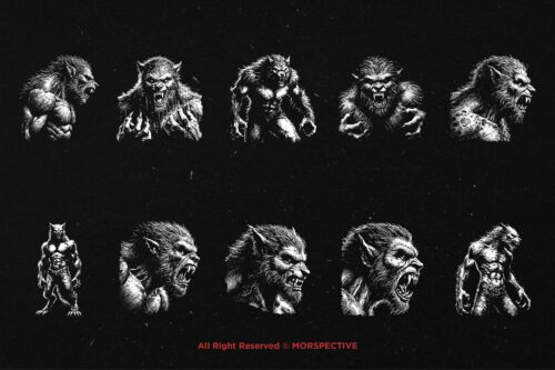10 Bundle Dark Art Warewolf Monster - Image 6