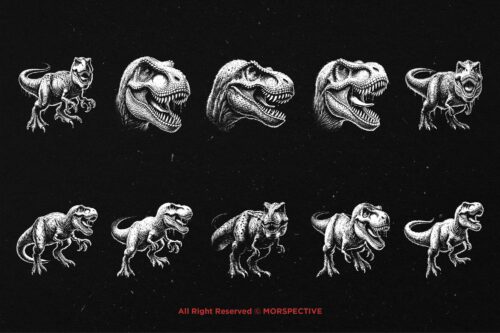 10 Bundle Dark Art T-Rex Dinosaur Jurassic - Image 6