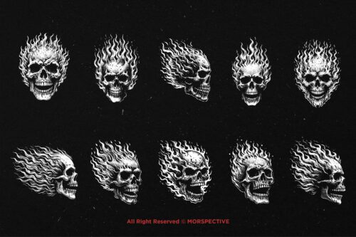 10 Bundle Dark Art Flamming Skull Fire - Image 6