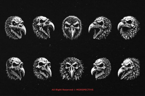 10 Bundle Dark Art Raven Skull Bird - Image 6