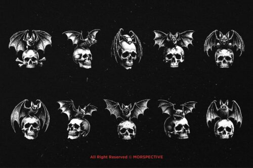 10 Bundle Dark Art Skull Bat Demon - Image 6