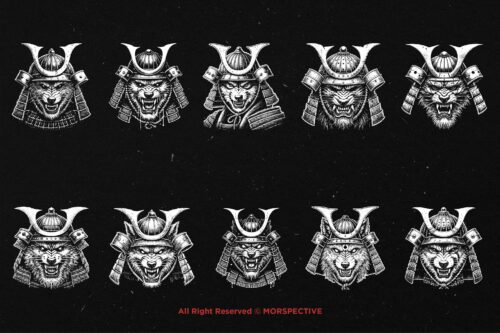 10 Bundle Dark Art Samurai Wolf Warriror - Image 6