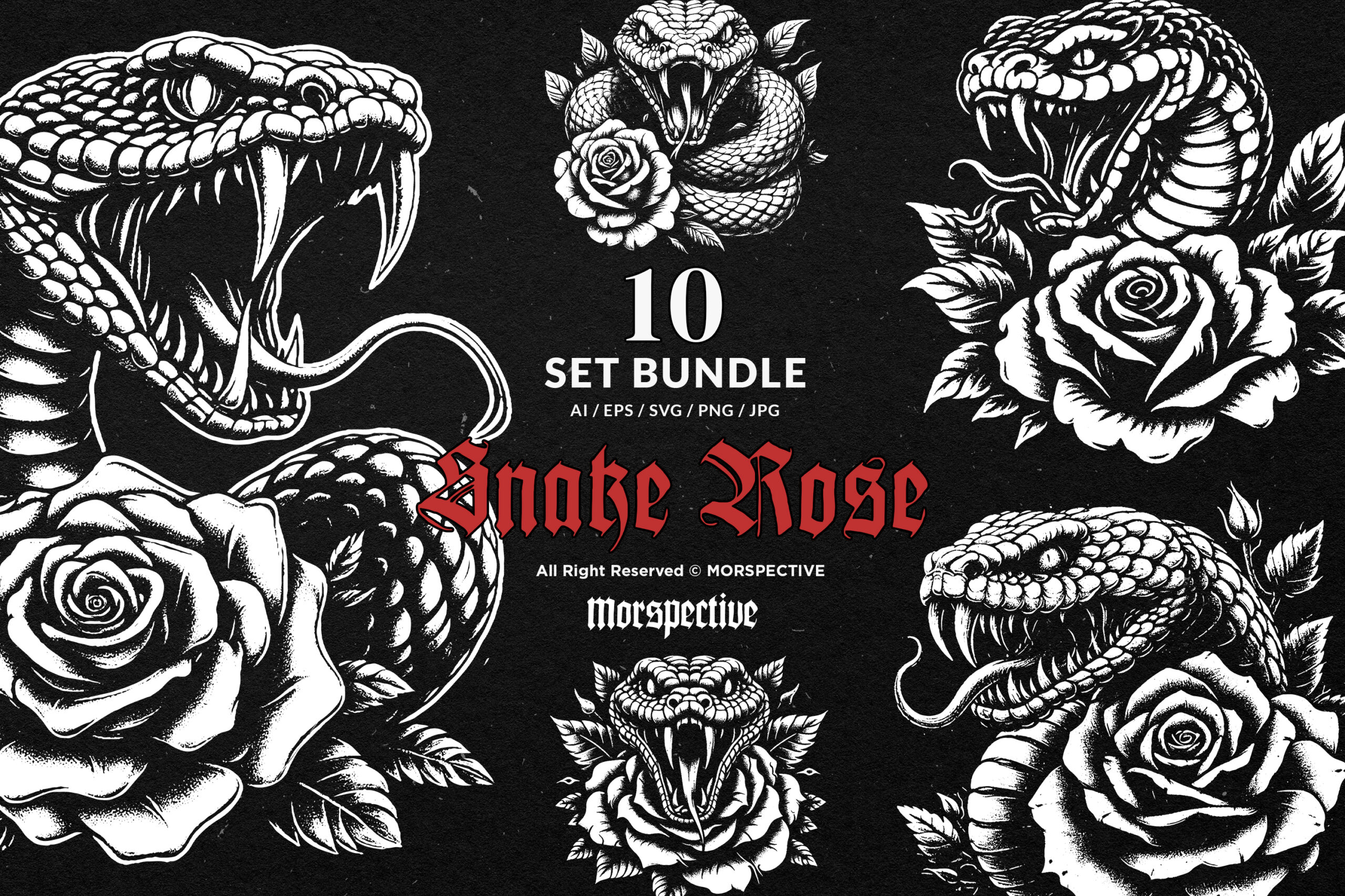 10 Bundle Dark Art Snakes Rose