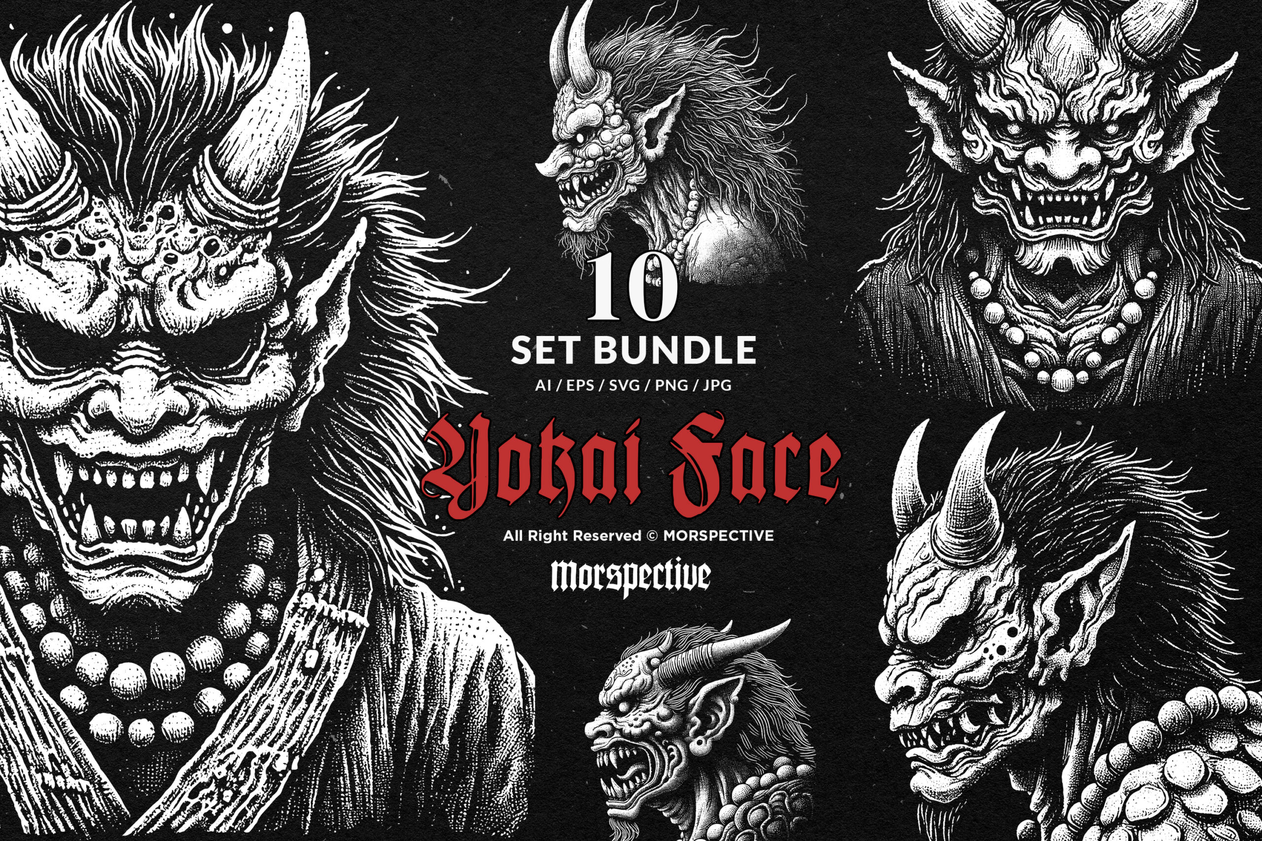 10 Bundle Dark Art Yokai Japanese
