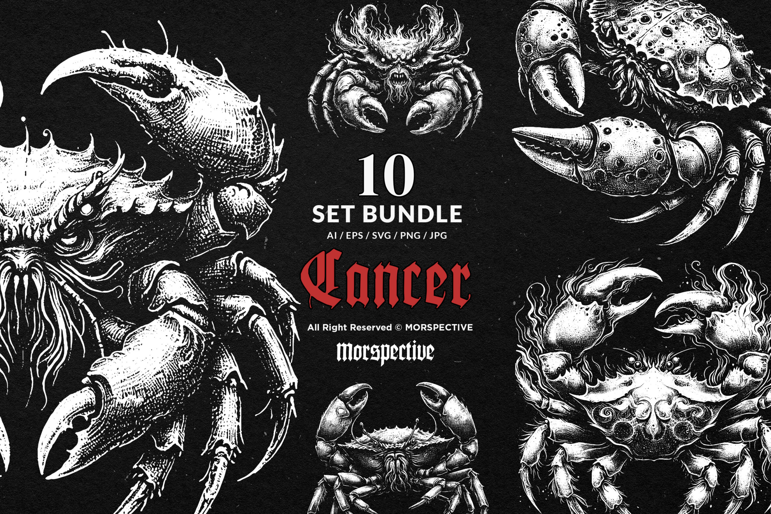 10 Bundle Dark Art Cancer Crabs