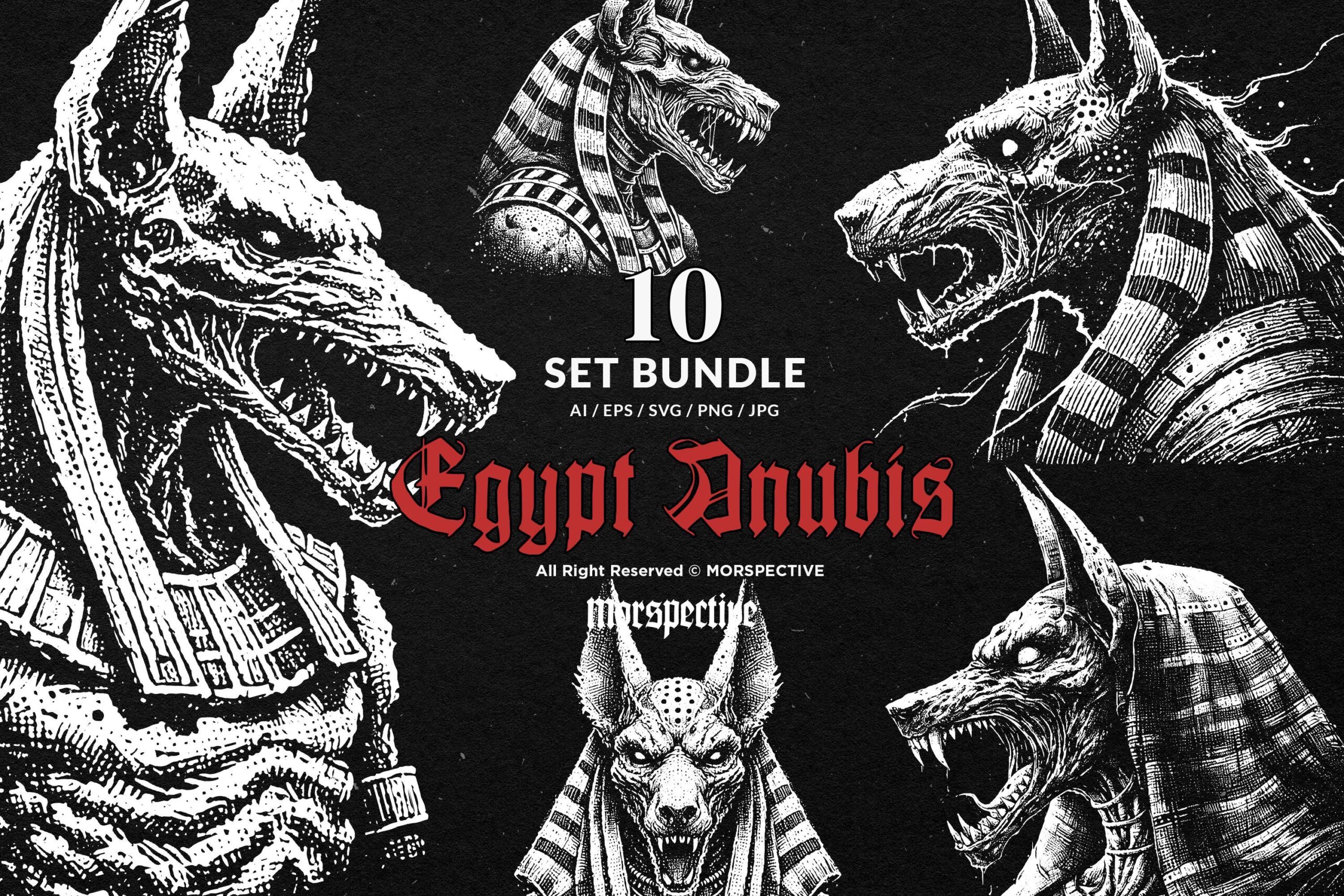10 Bundle Dark Art Egypt Anubis