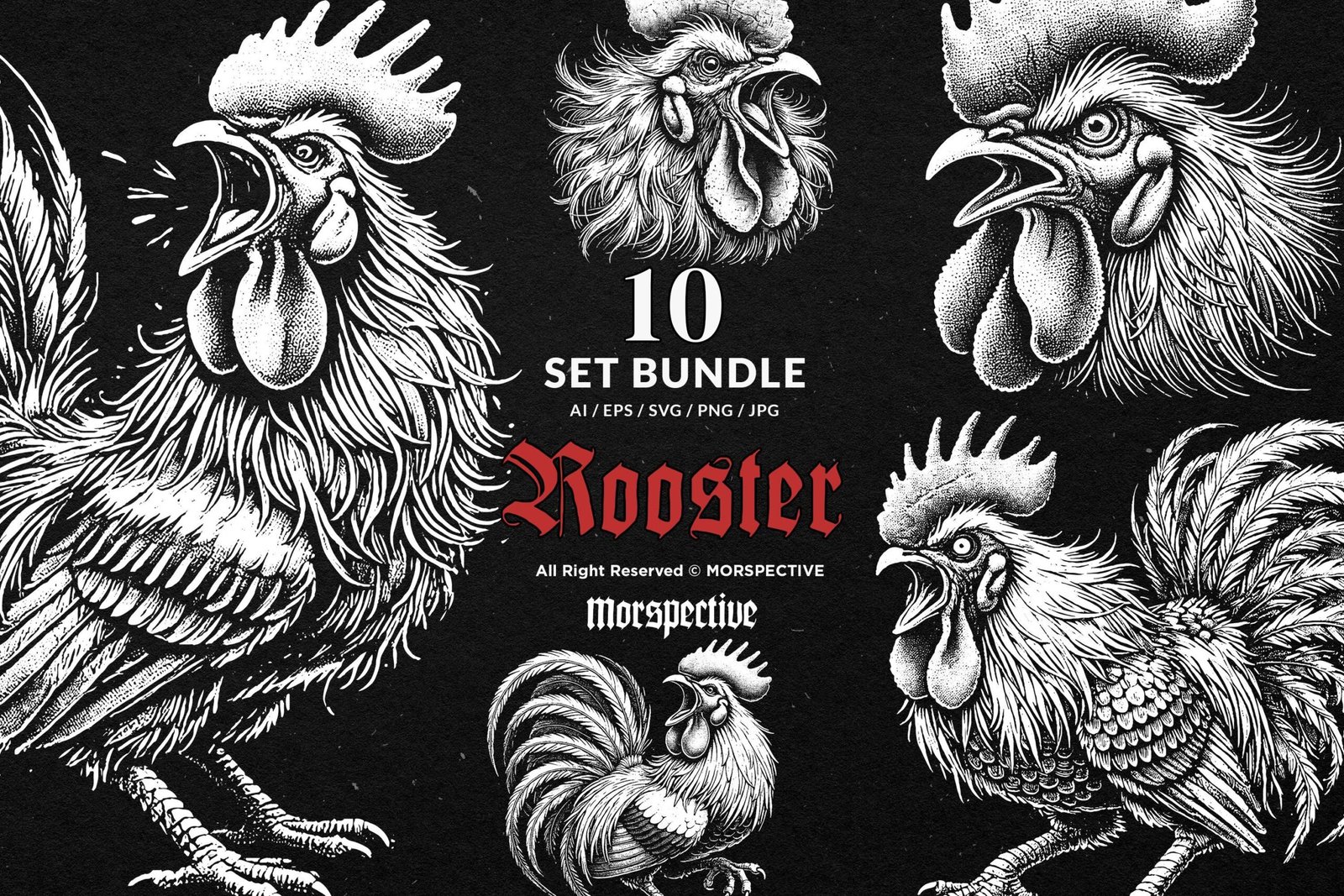 10 Bundle Dark Art Rooster Chicken 1 10 Bundle Dark Art Rooster Chicken