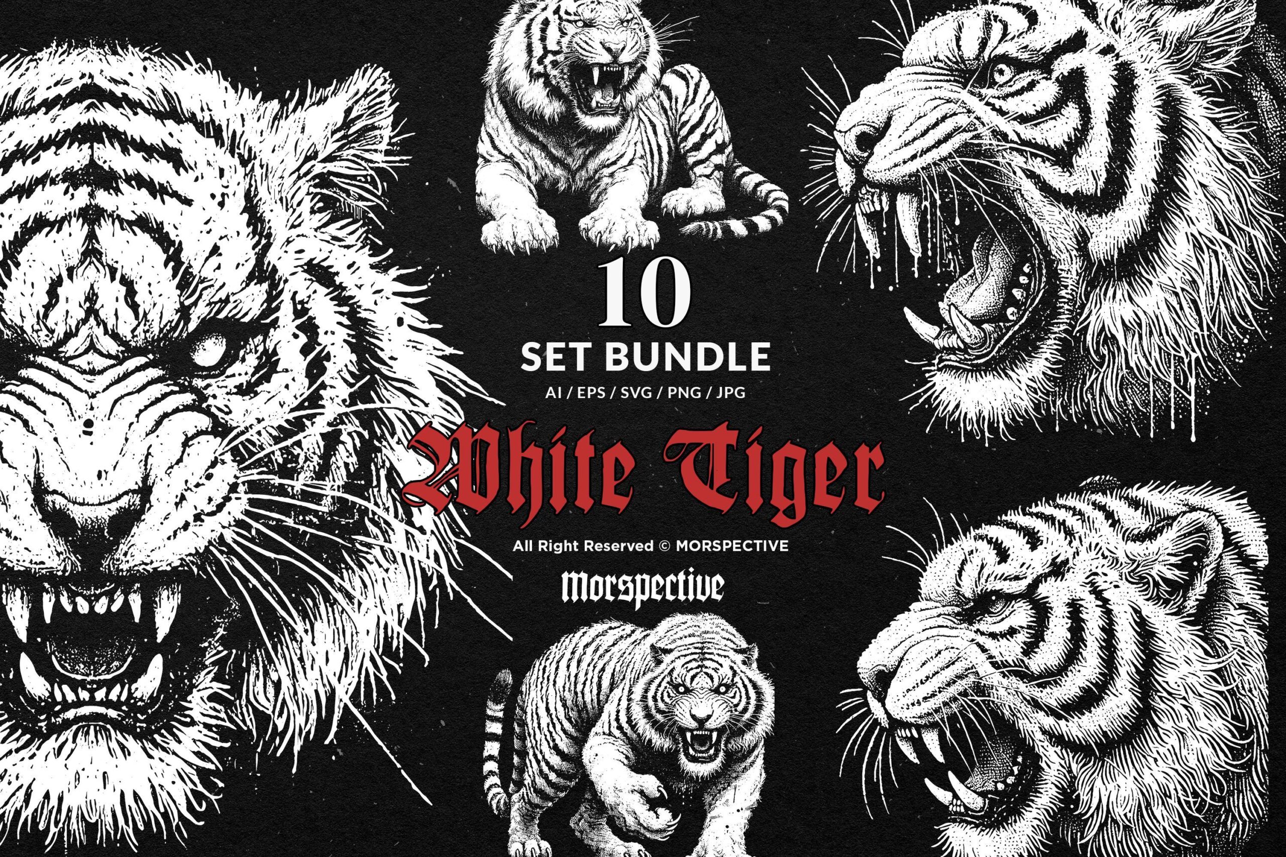 10 Bundle Dark Art White Tiger
