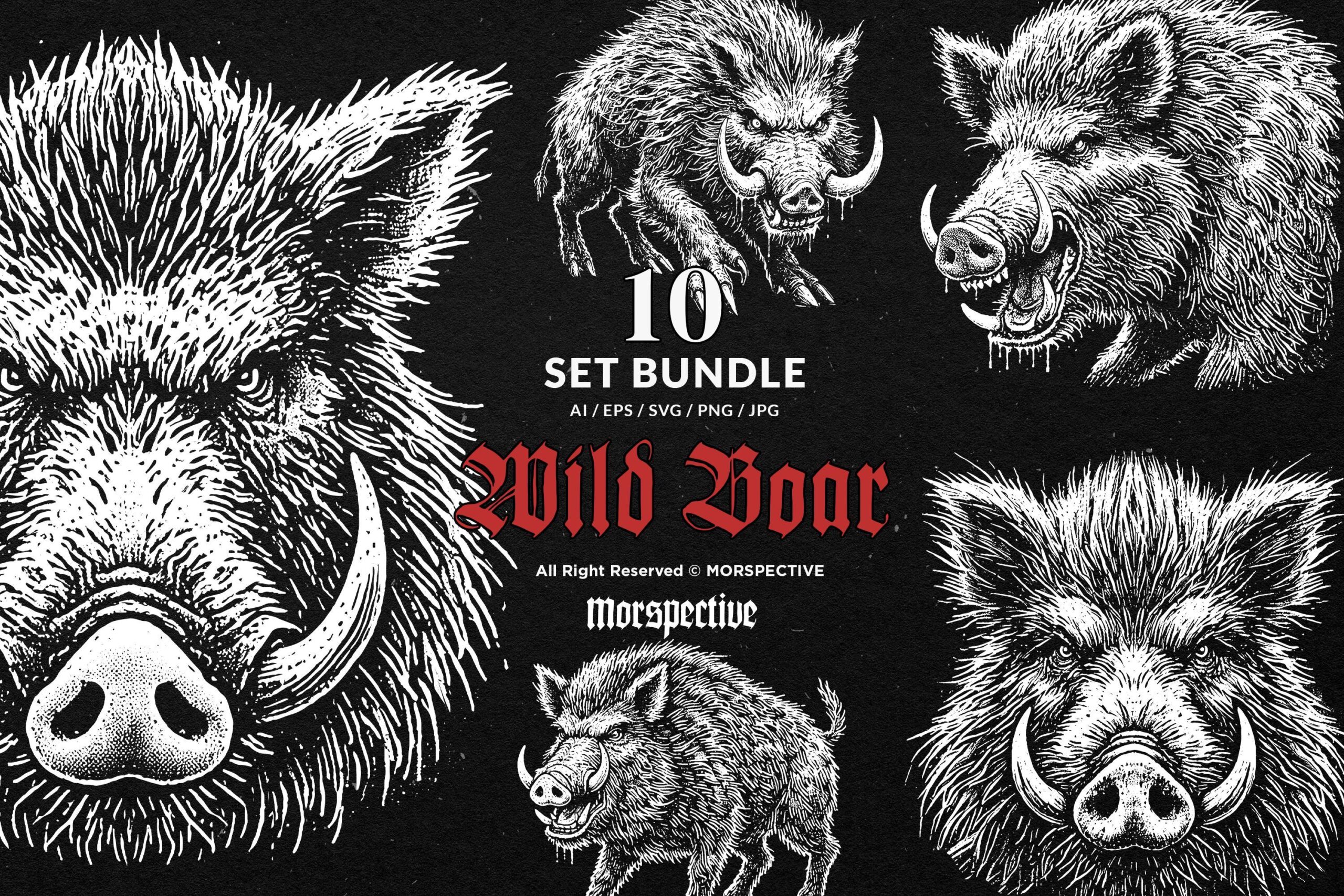 10 Bundle Dark Art Wild Boar