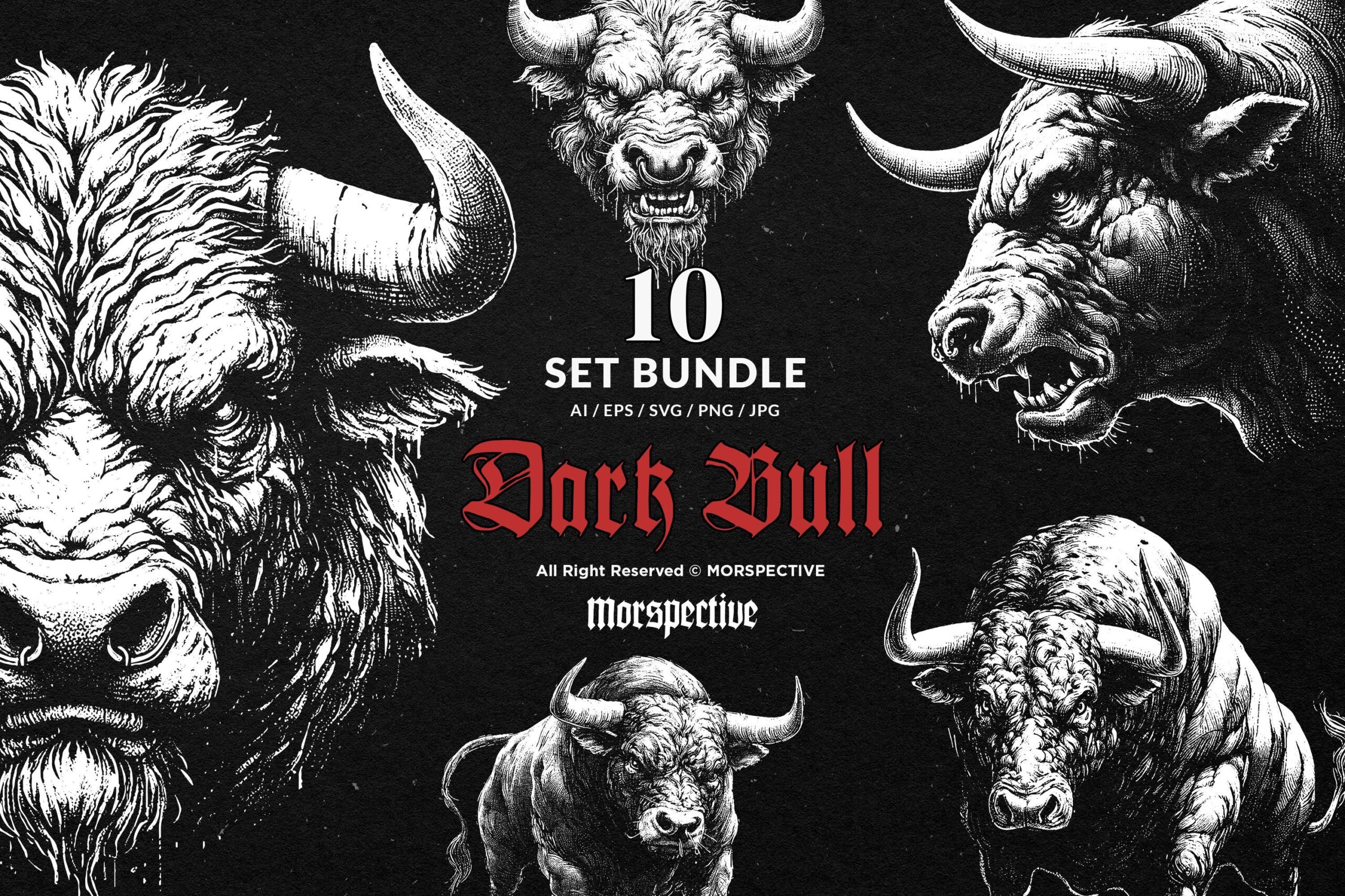 10 Bundle Dark Art Bulls Beast