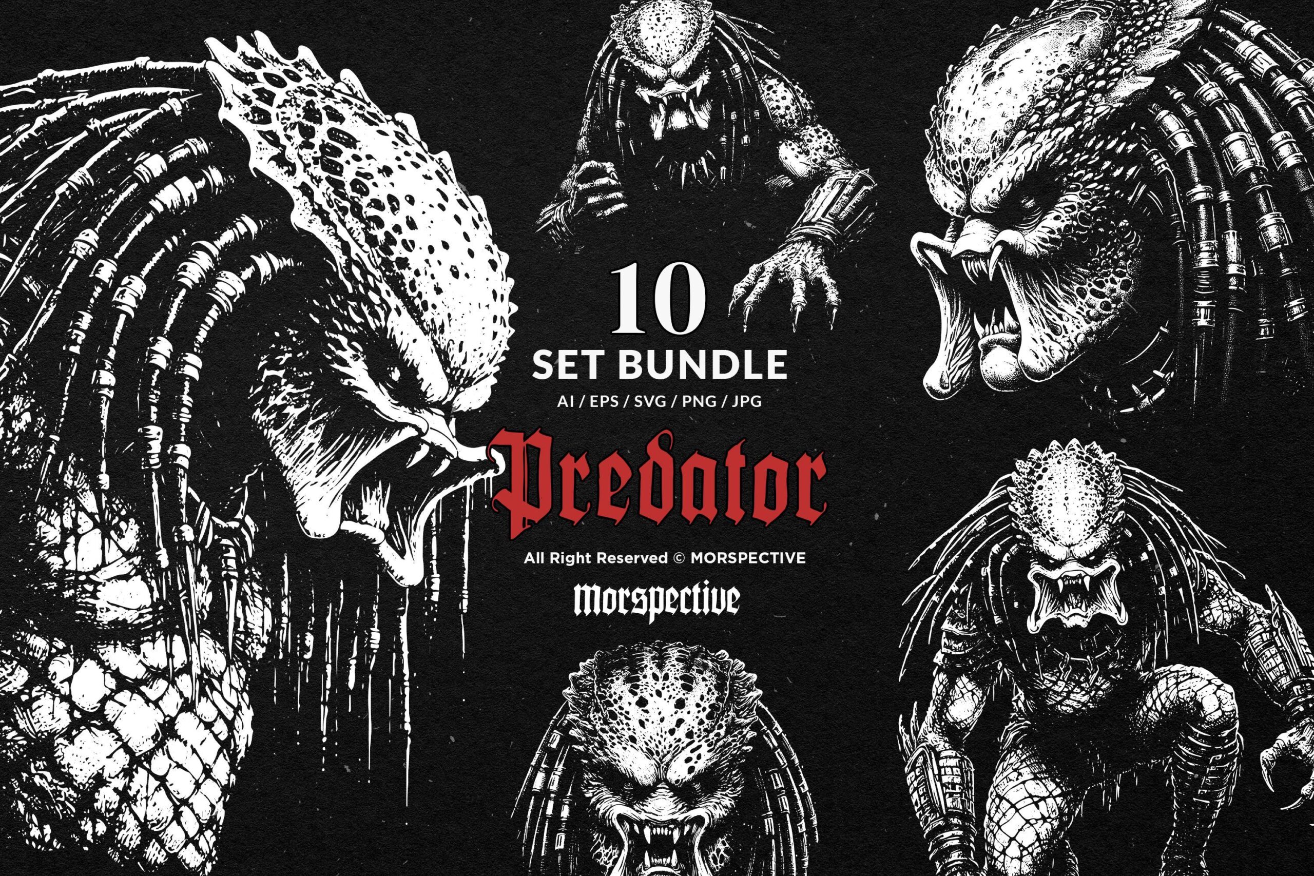 10 Bundle Dark Art Monster Predator