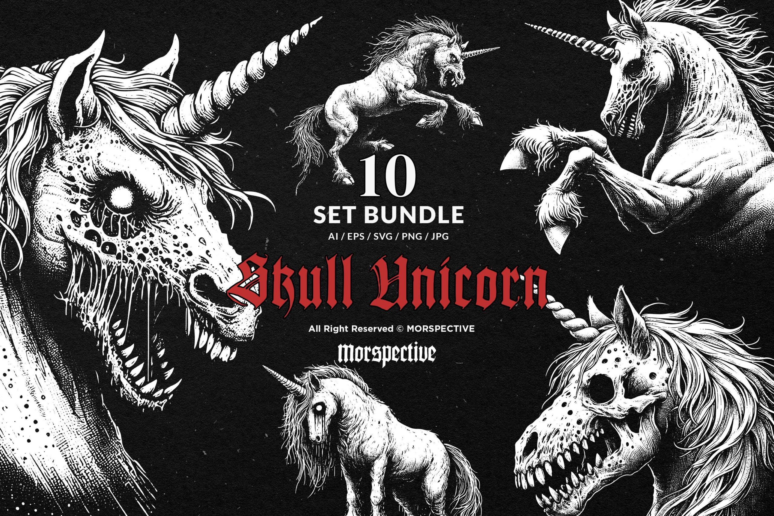 10 Bundle Dark Art Unicorn