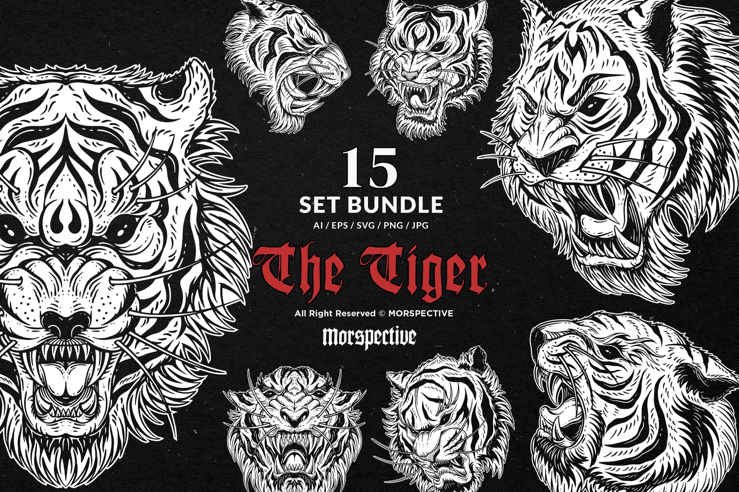 15 Bundle Dark Tiger Animal Beast