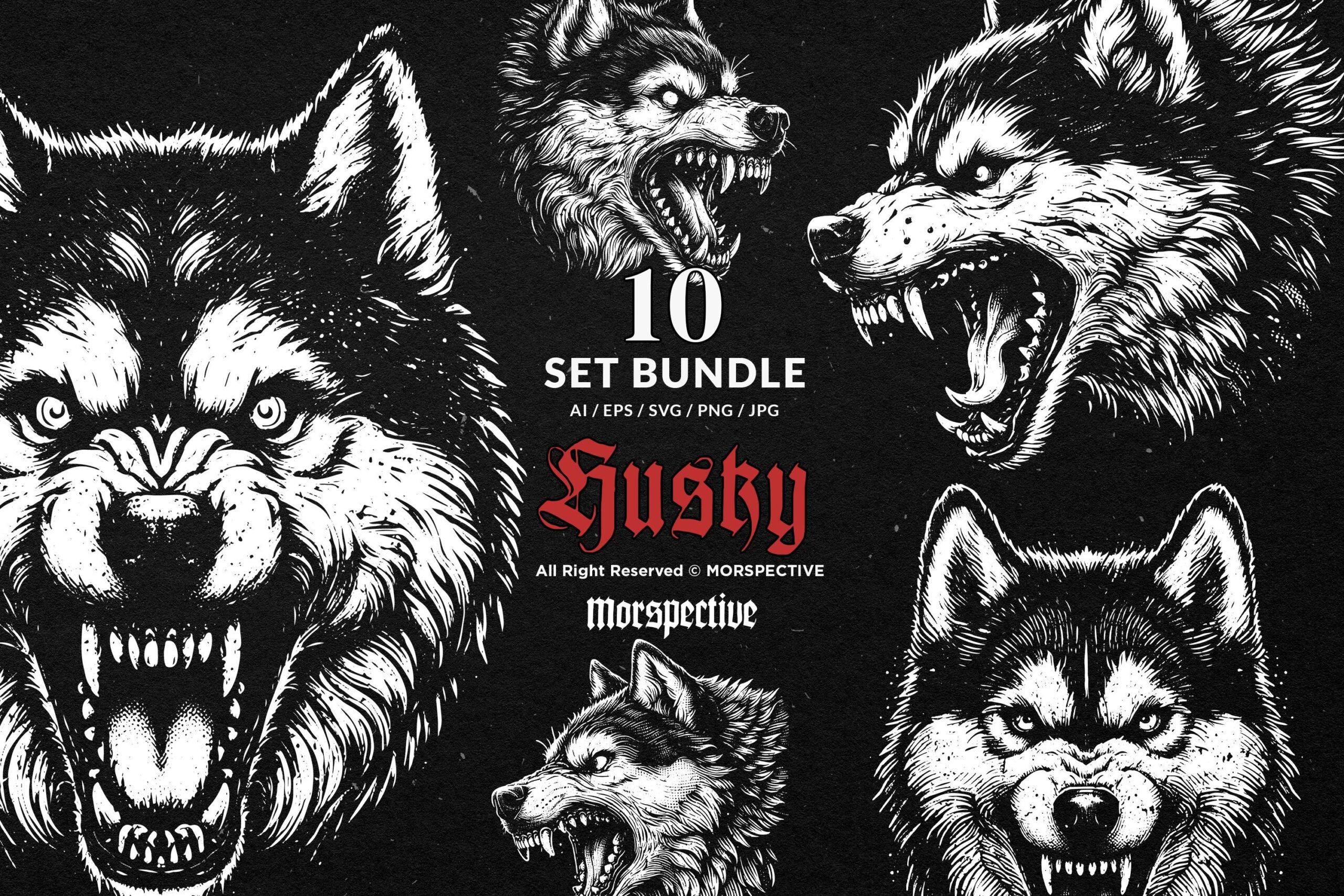 10 Bundle Dark Art Husky