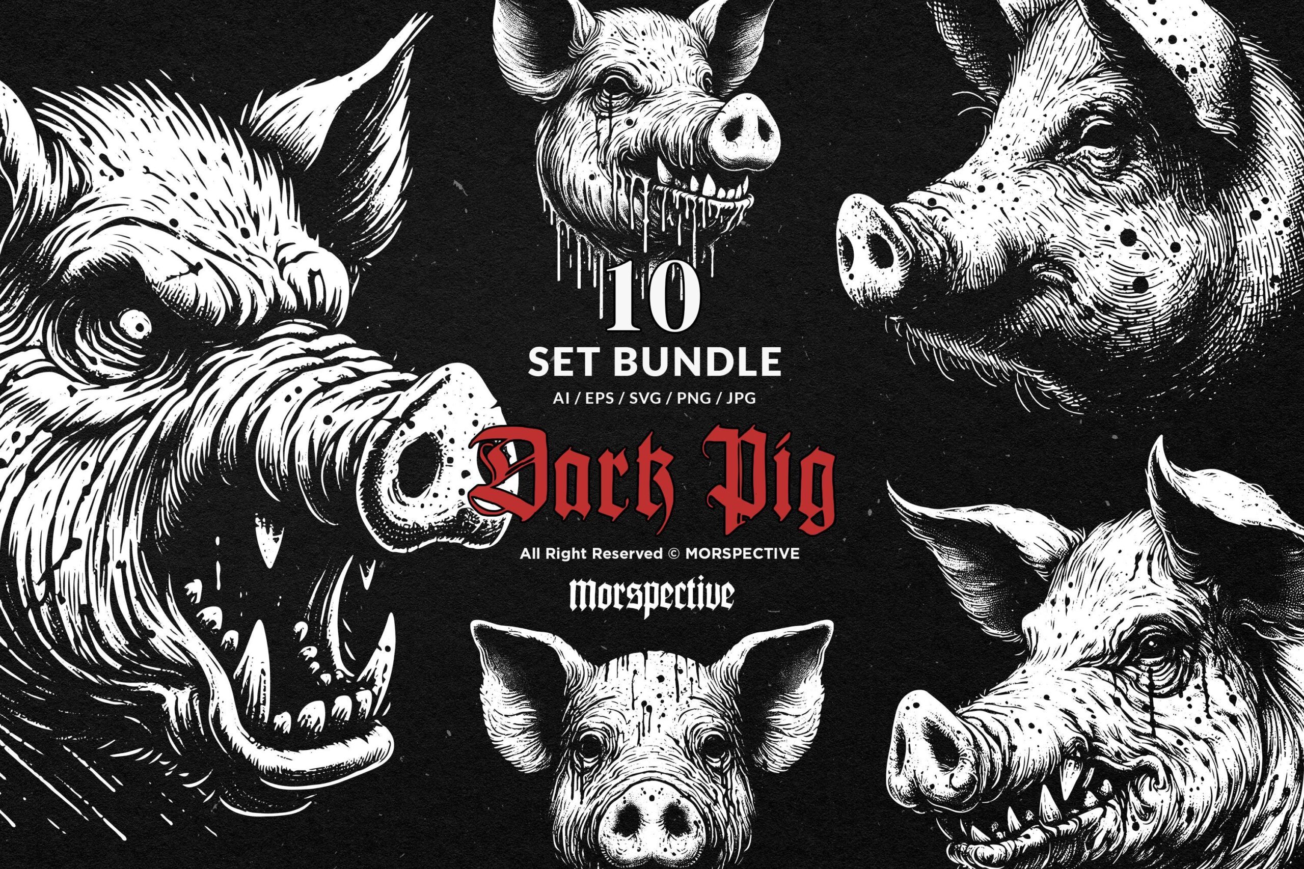 10 Bundle Dark Art Pig