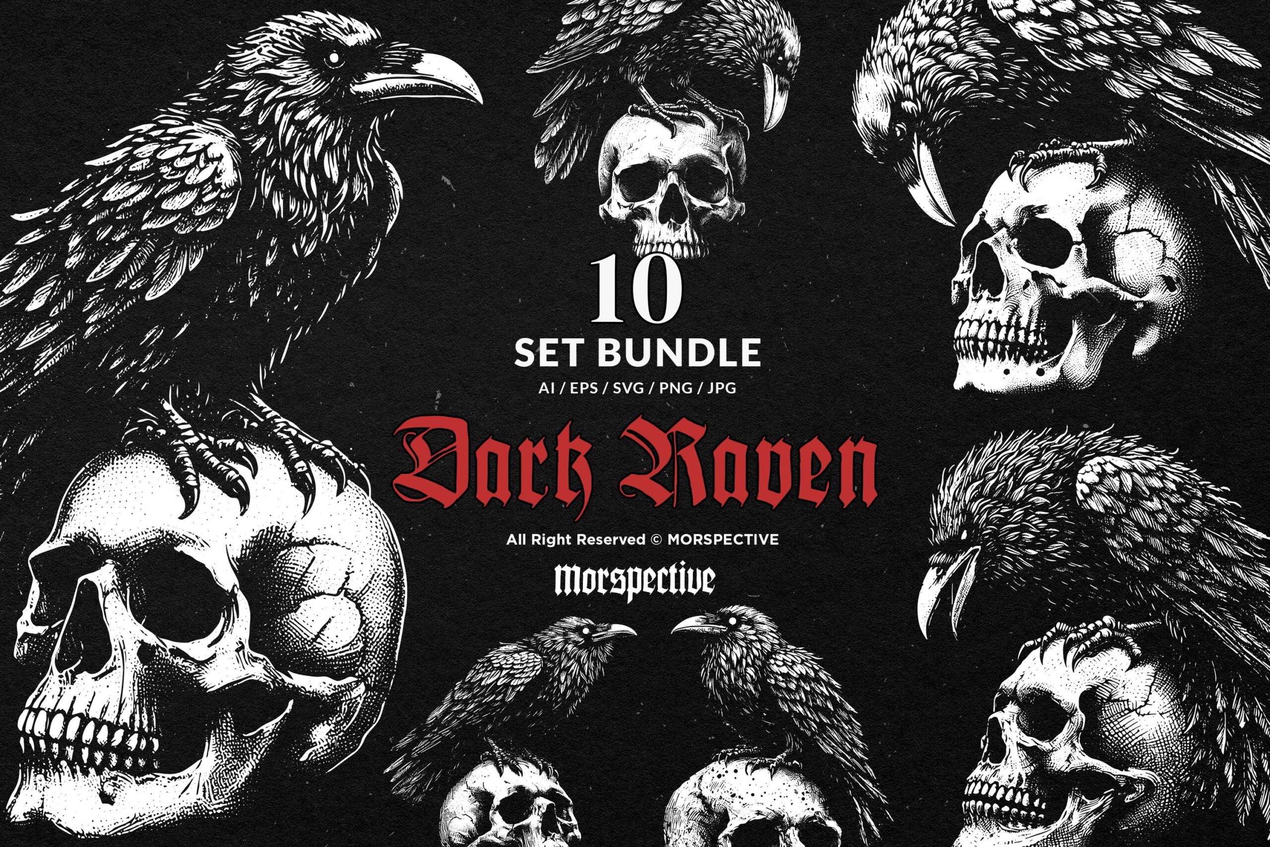 10 Bundle Dark Art Raven