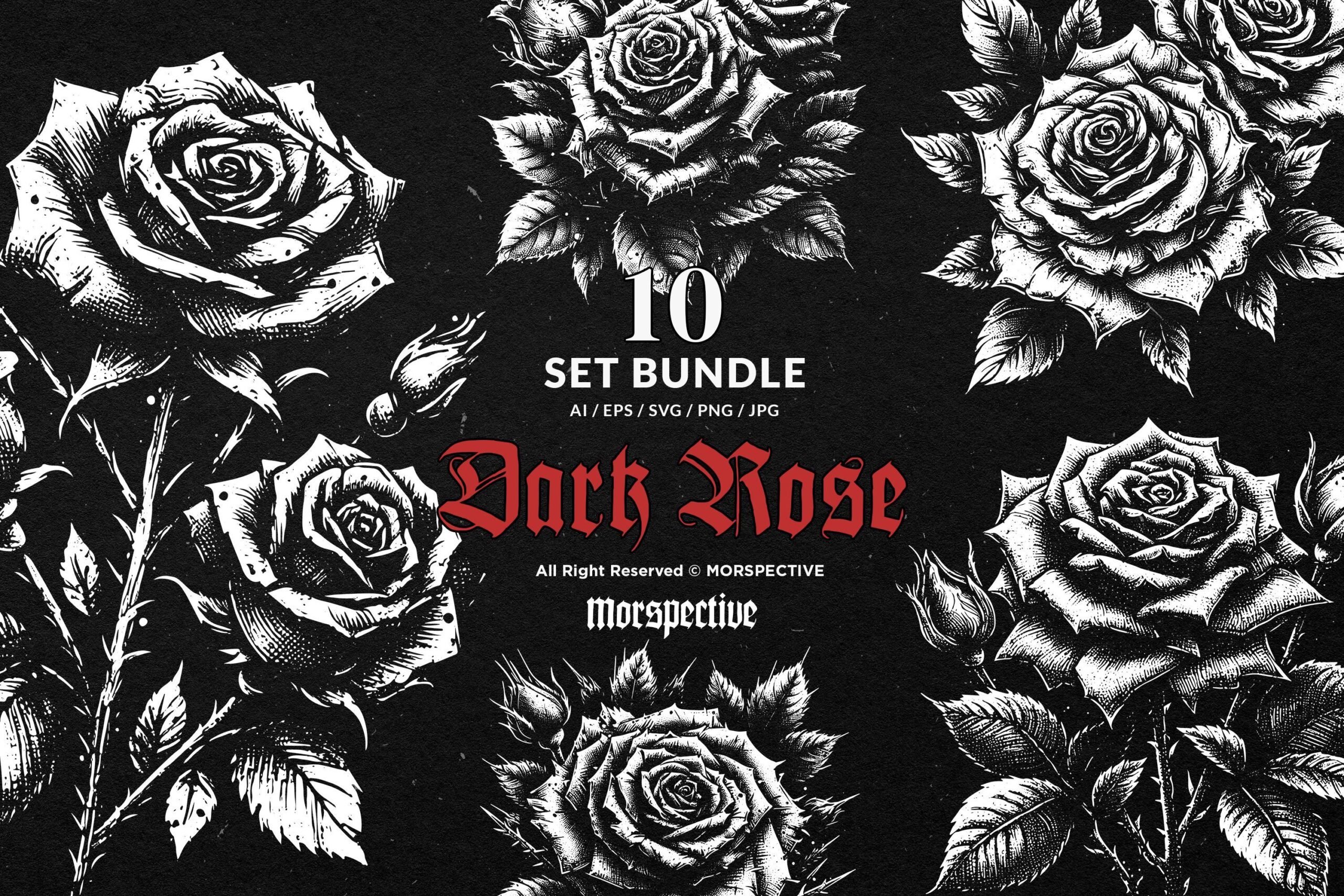 10 Bundle Dark Art Rose Flower
