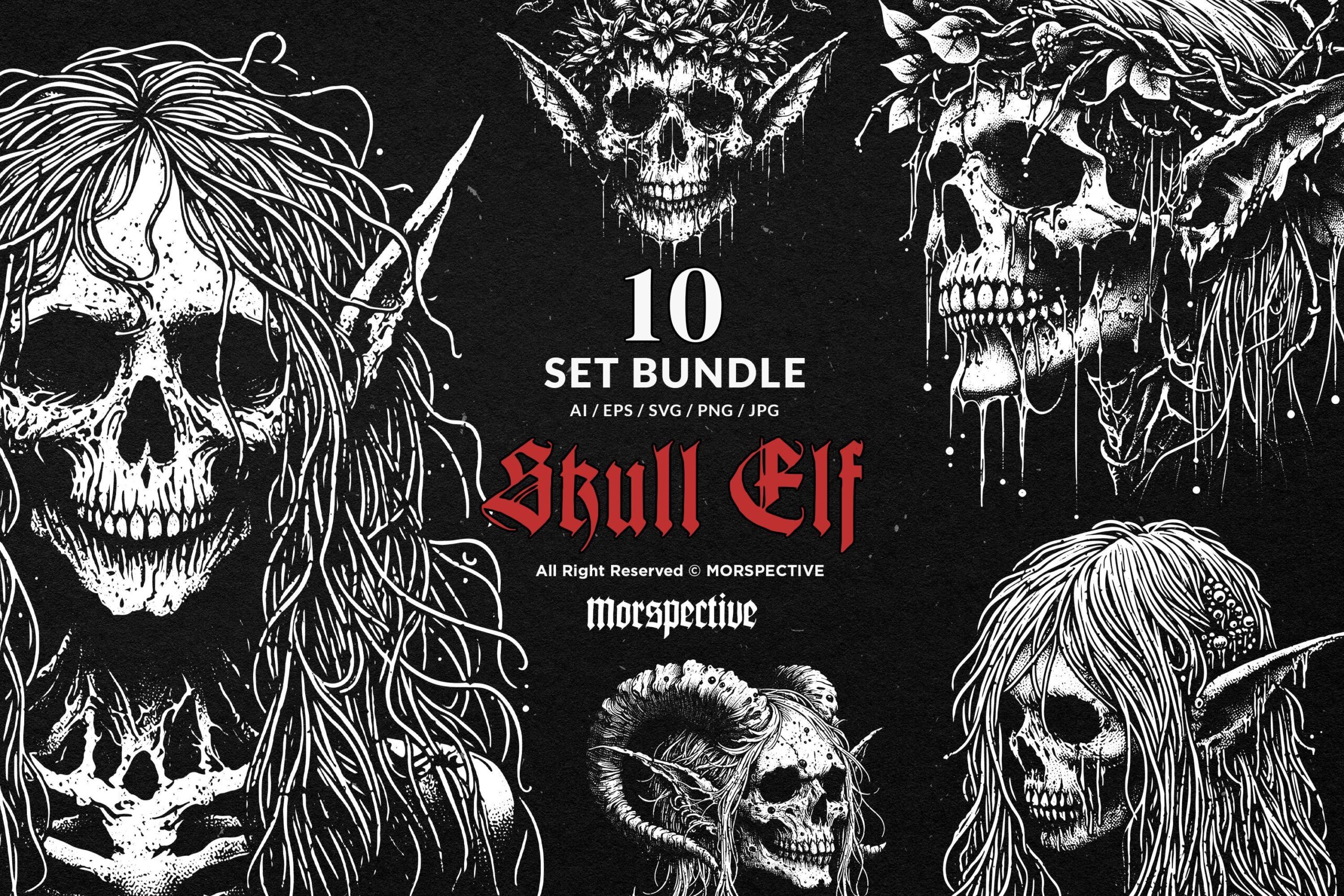 10 Bundle Dark Art Skull Elf