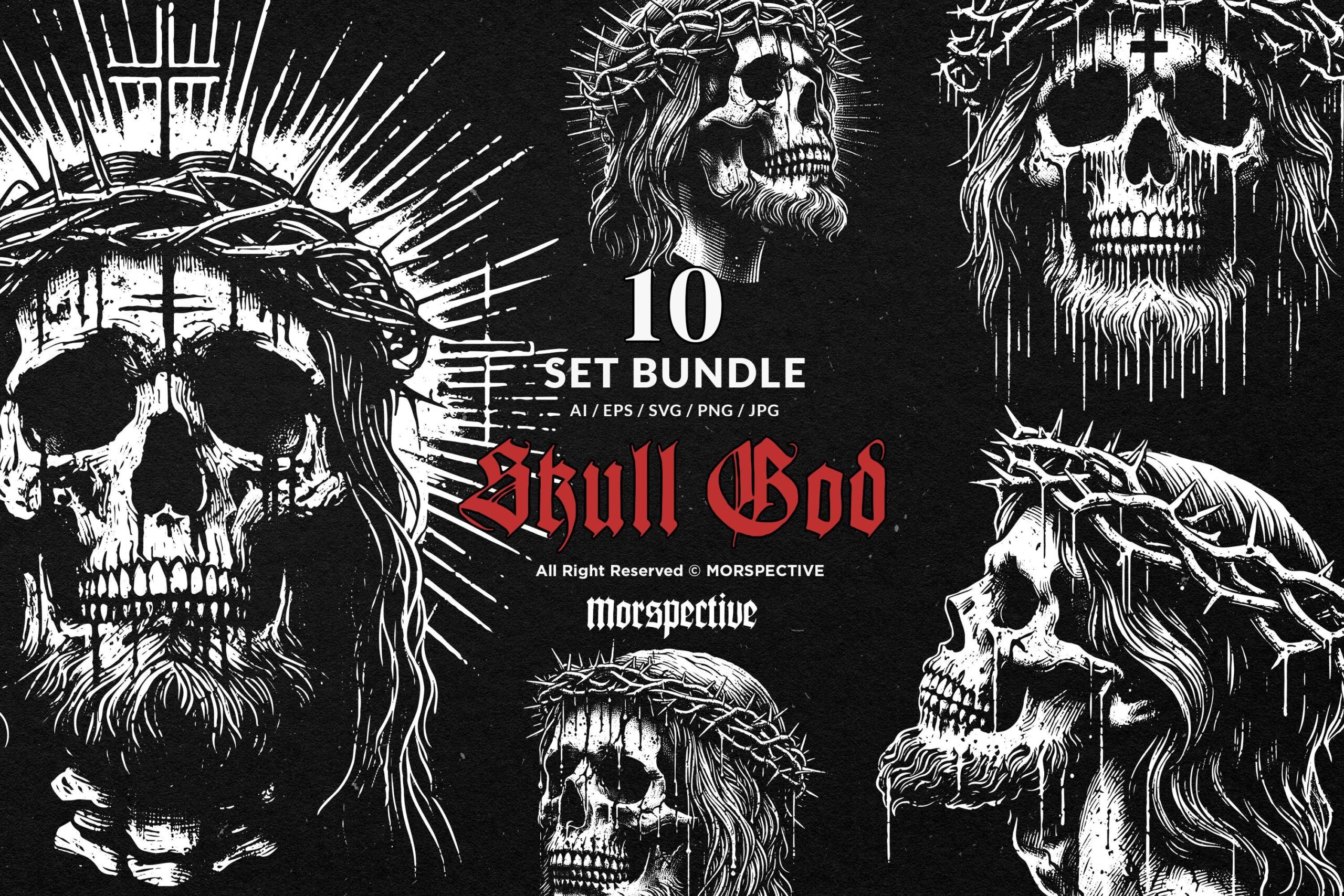 10 Bundle Dark Art Skull God