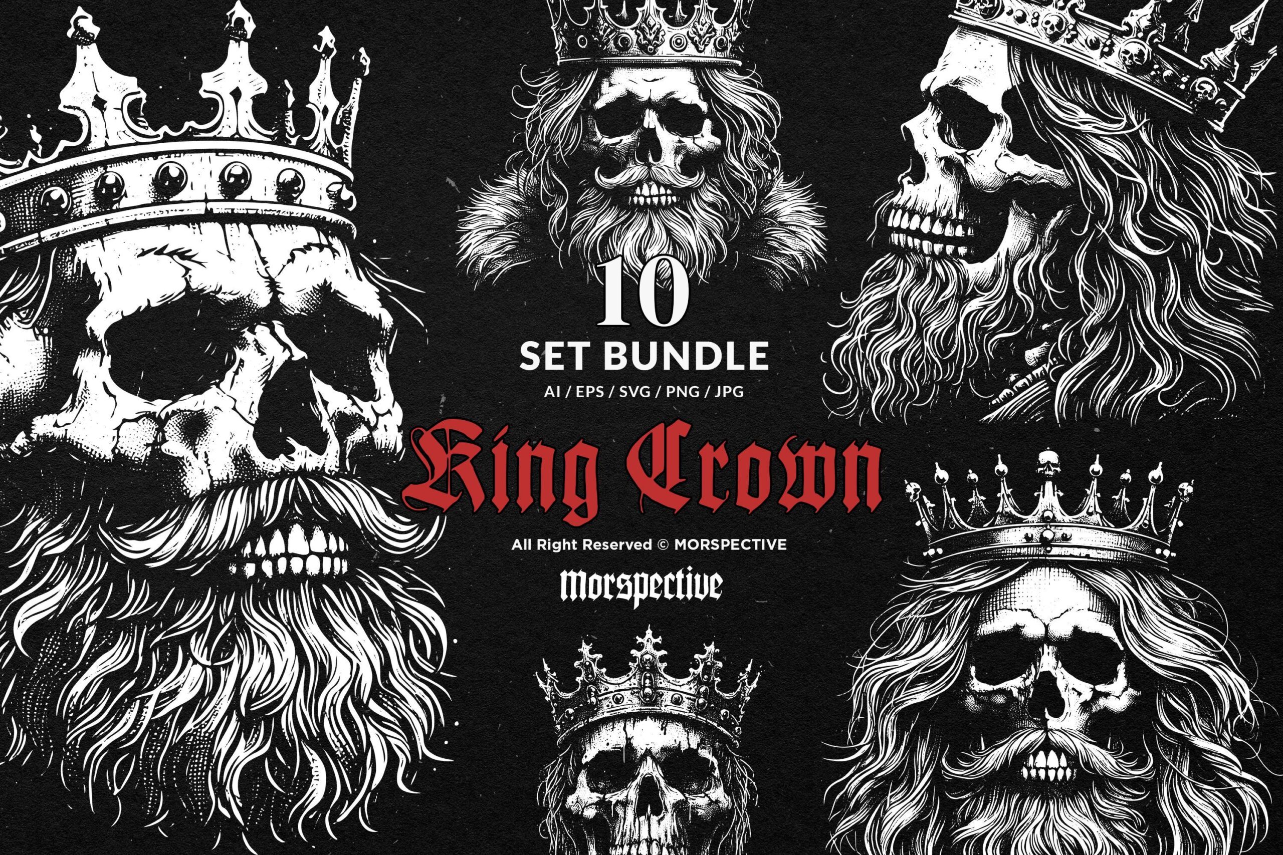 10 Bundle Dark Art King Skull Crown 1 10 Bundle Dark Art King Skull Crown