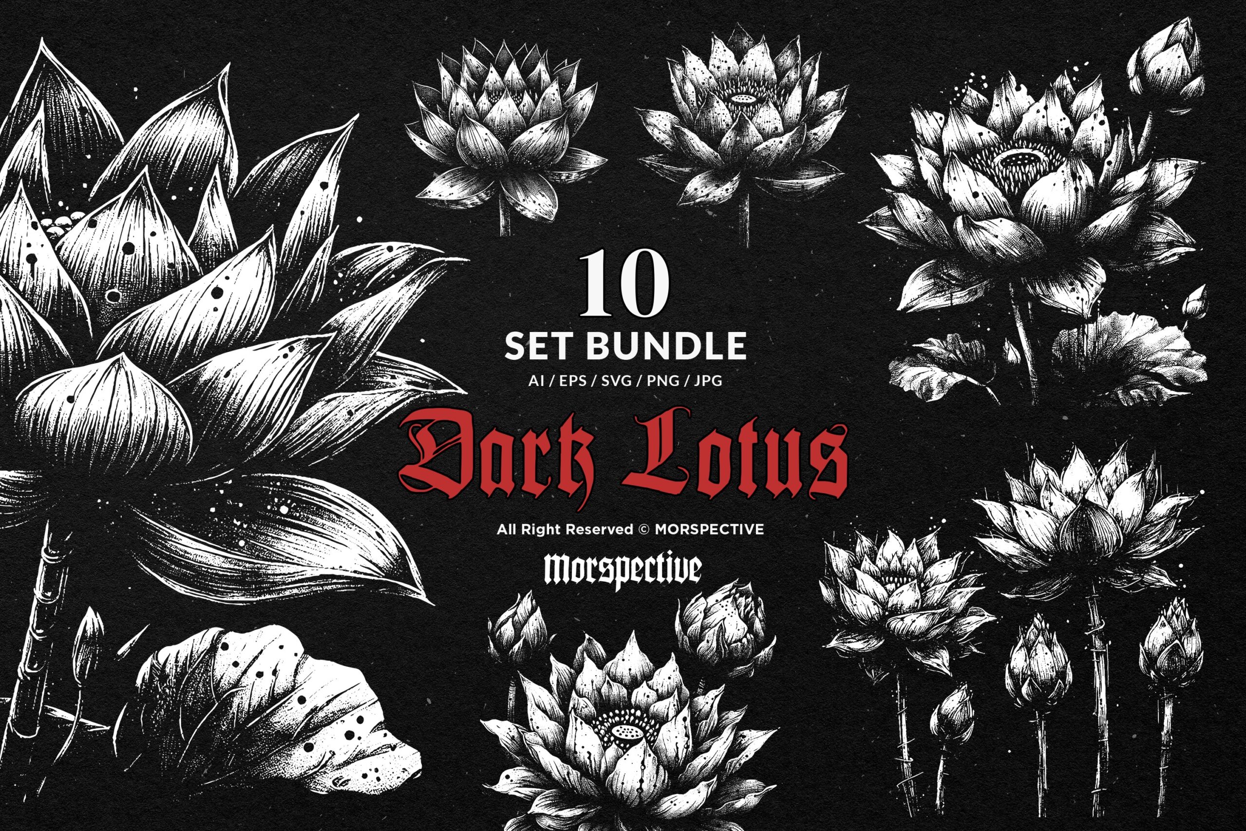 10 Bundle Dark Art Lotus Flower 1 10 Bundle Dark Art Lotus Flower