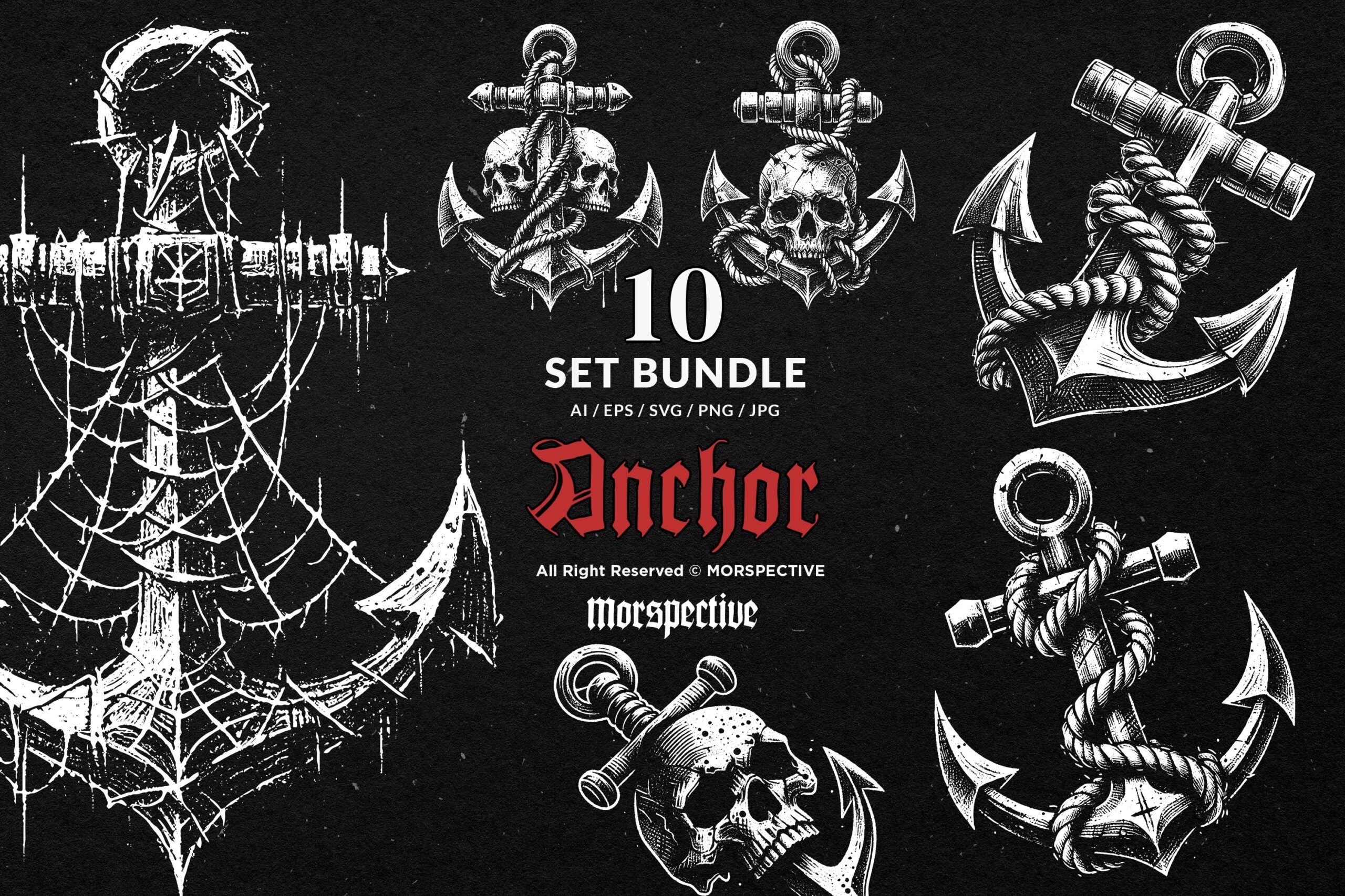 10 Bundle Dark Art Anchor Sea Sail 1 10 Bundle Dark Art Anchor Sea Sail