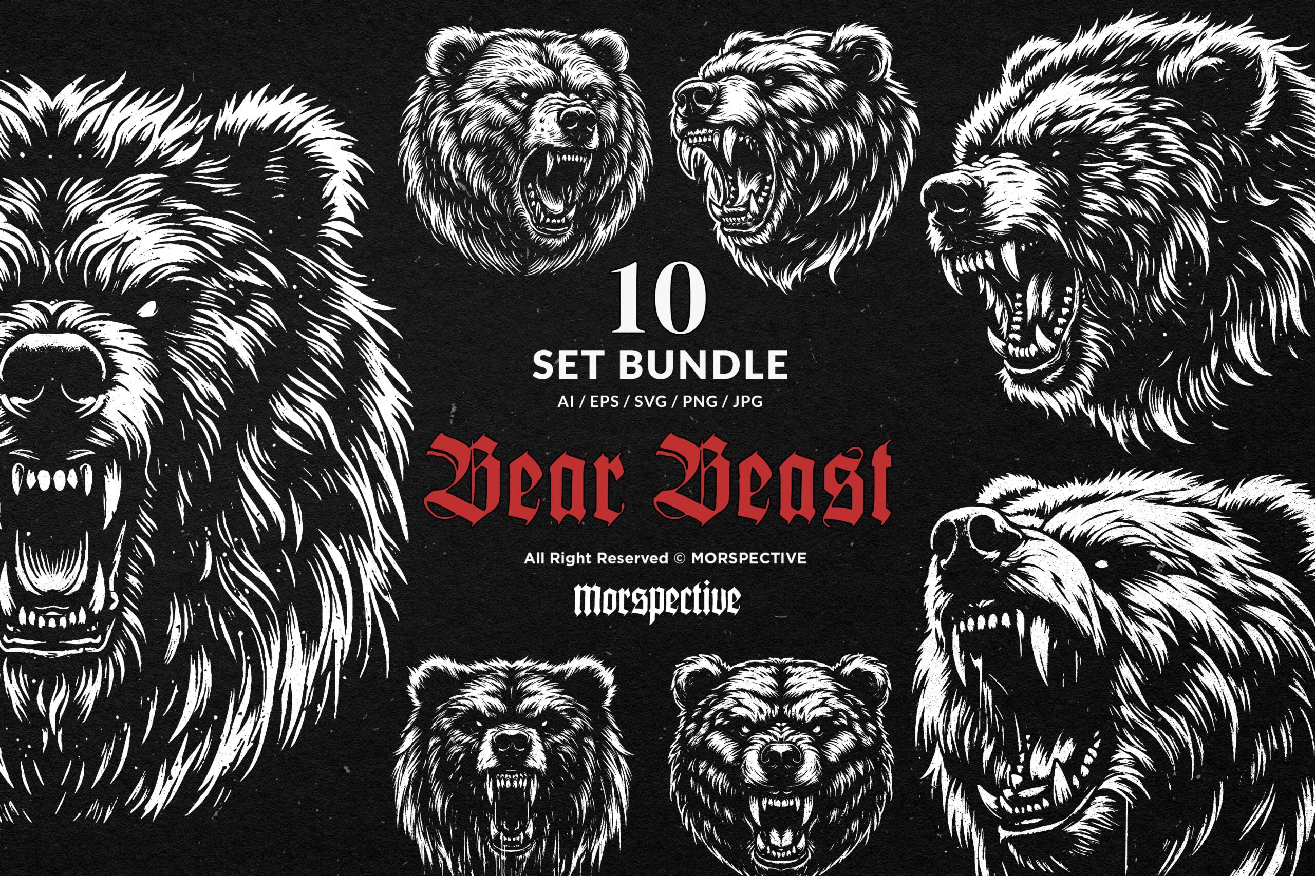 10 Bundle Dark Art Bear Beast