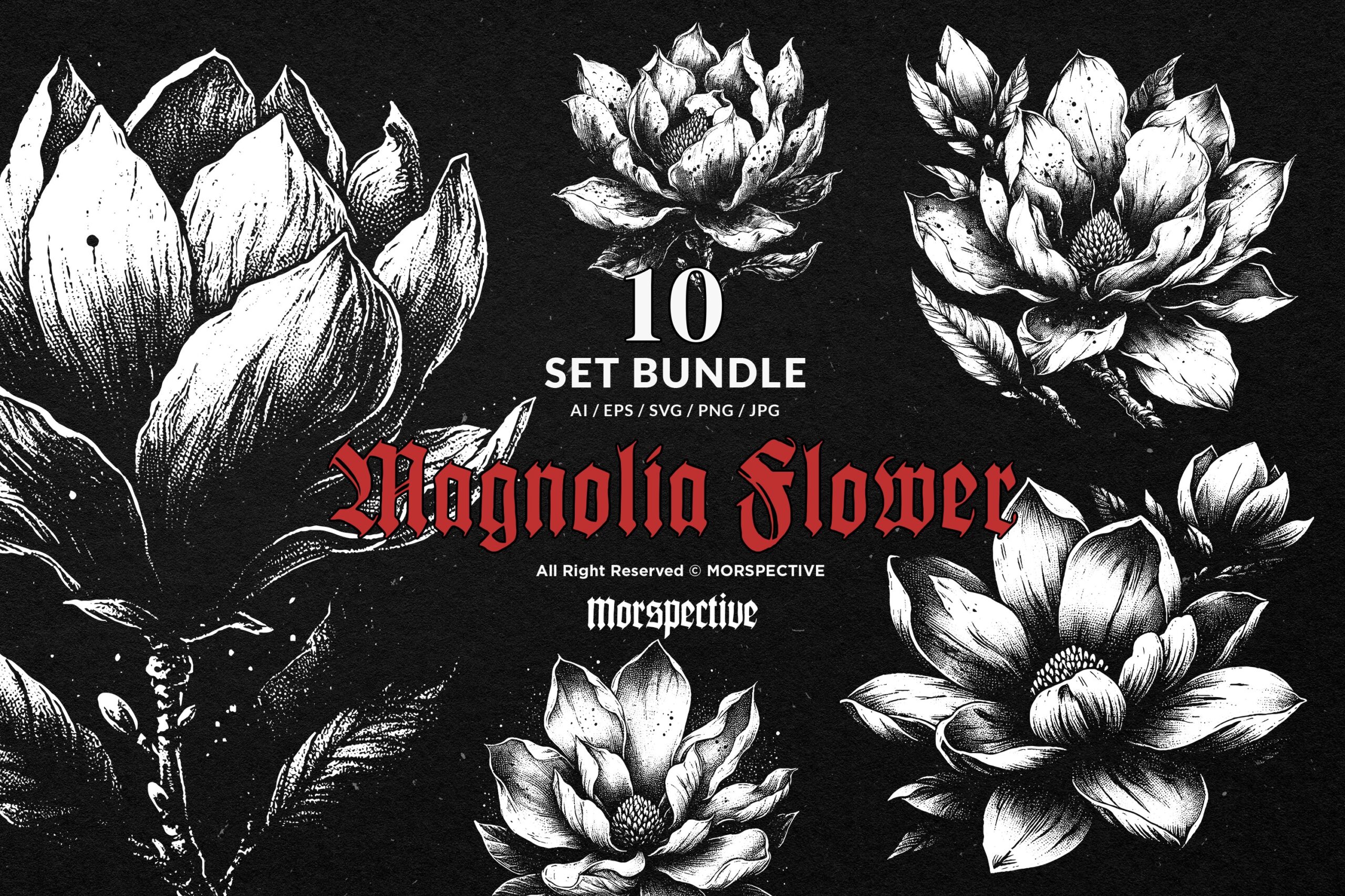 10 Bundle Dark Art Magnolia Flower 1 10 Bundle Dark Art Magnolia Flower