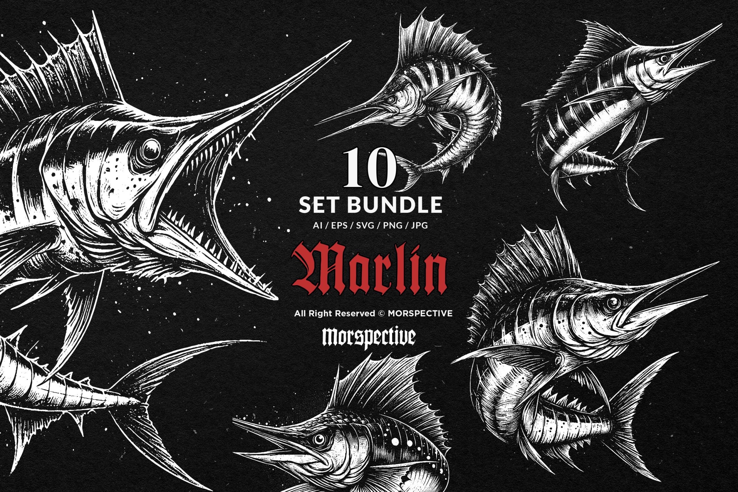10 Bundle Dark Art Marlin Fish 1 10 Bundle Dark Art Marlin Fish