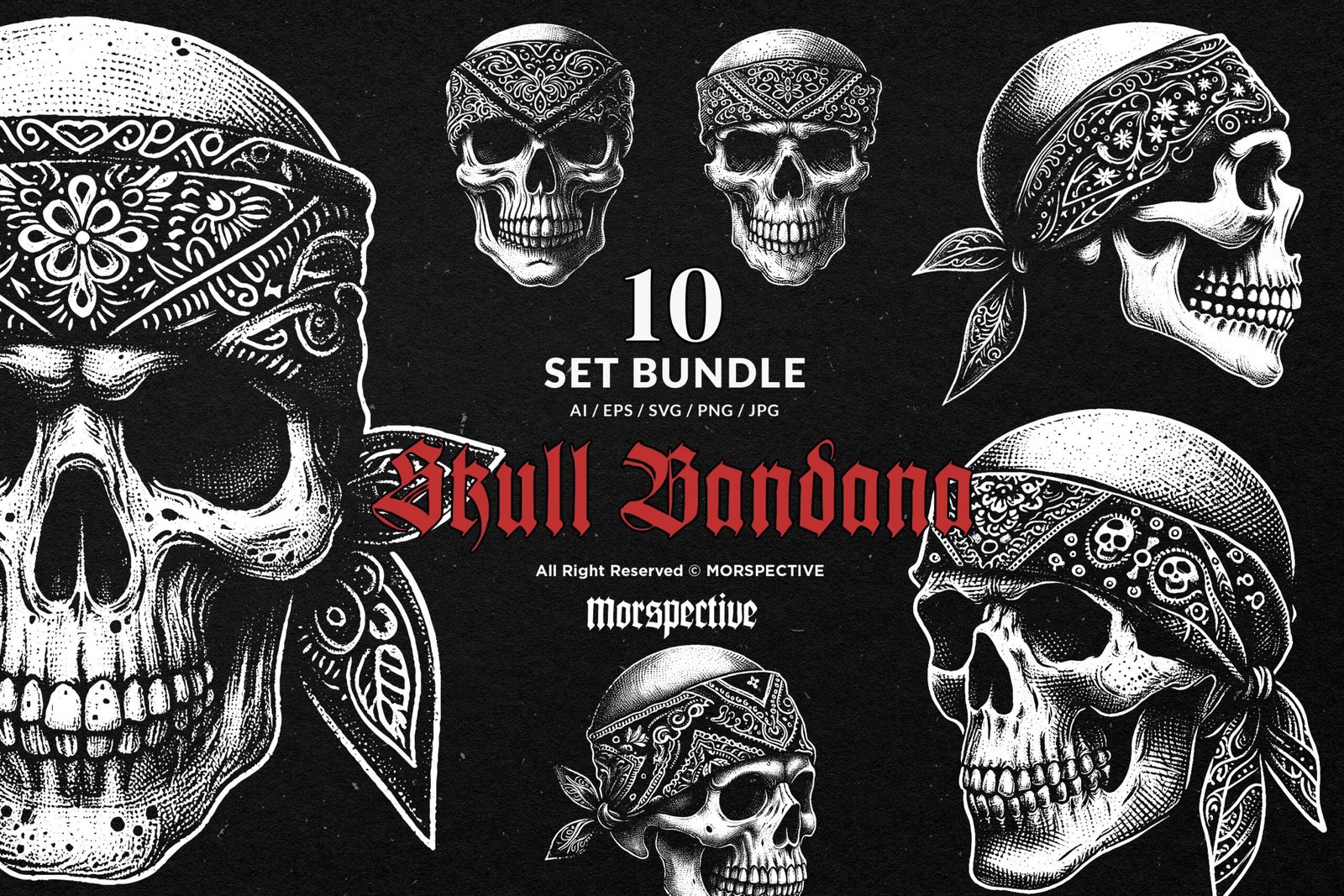 10 Bundle Dark Art Skull Bandana 1 10 Bundle Dark Art Skull Bandana