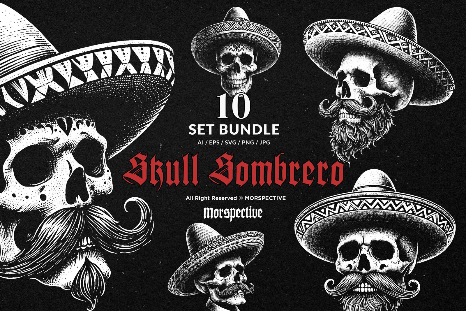 10 Bundle Dark Art Skull Sombrero 1 10 Bundle Dark Art Skull Sombrero