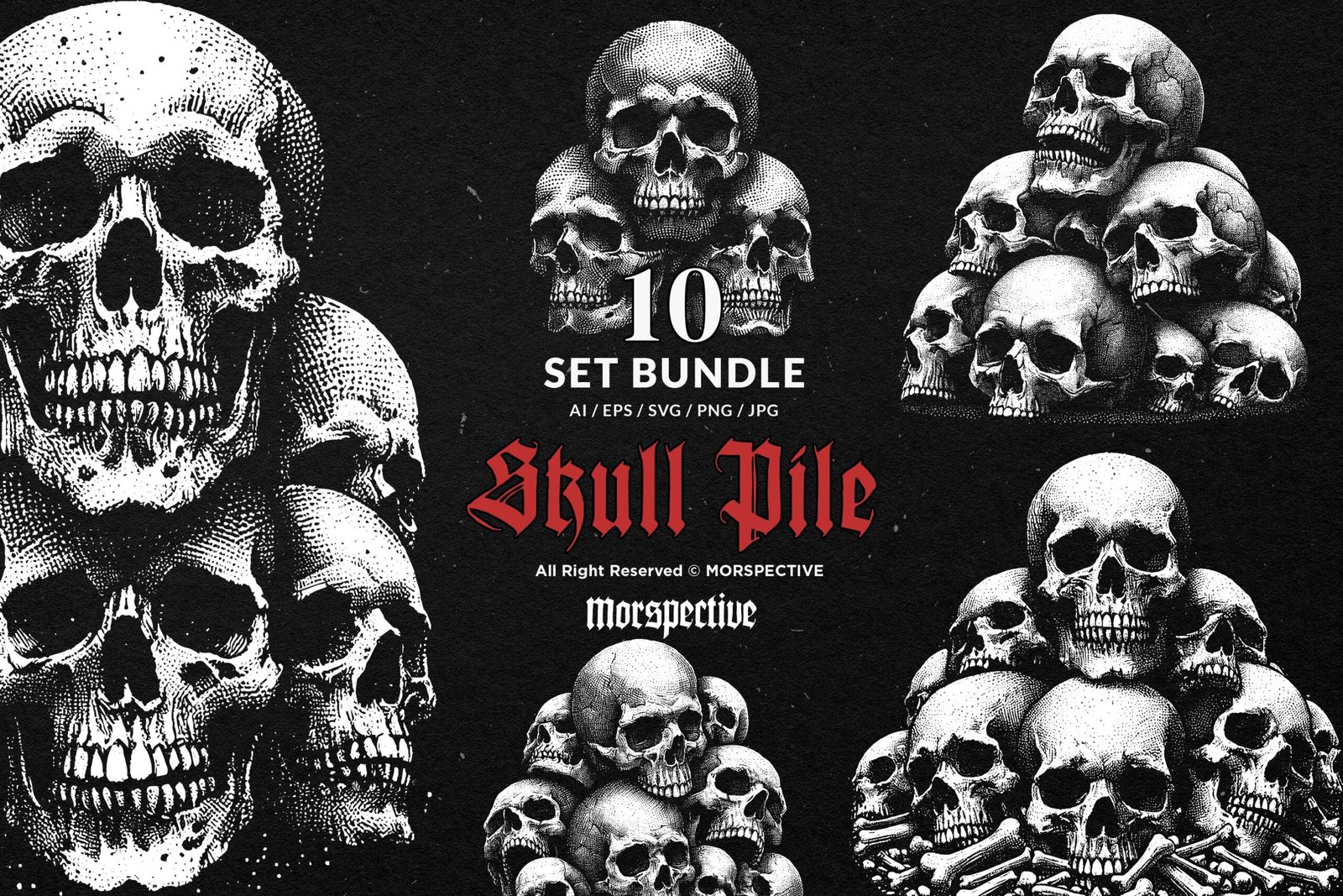 10 Bundle Dark Art Skull Head Pile 1 10 Bundle Dark Art Skull Head Pile