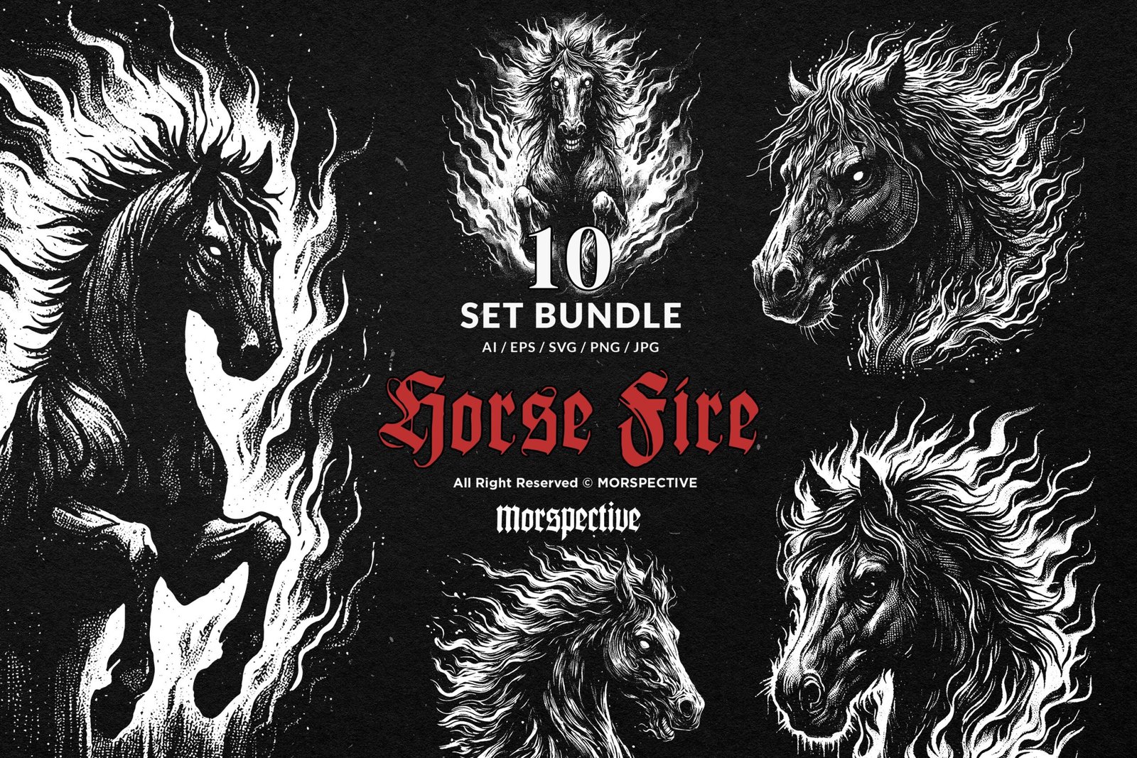 10 Bundle Dark Art Horse Fire Burn 1 10 Bundle Dark Art Horse Fire Burn