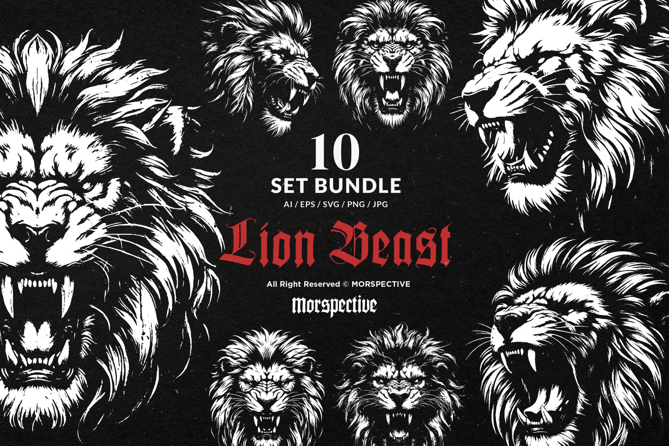 10 Bundle Dark Art Lion Beast