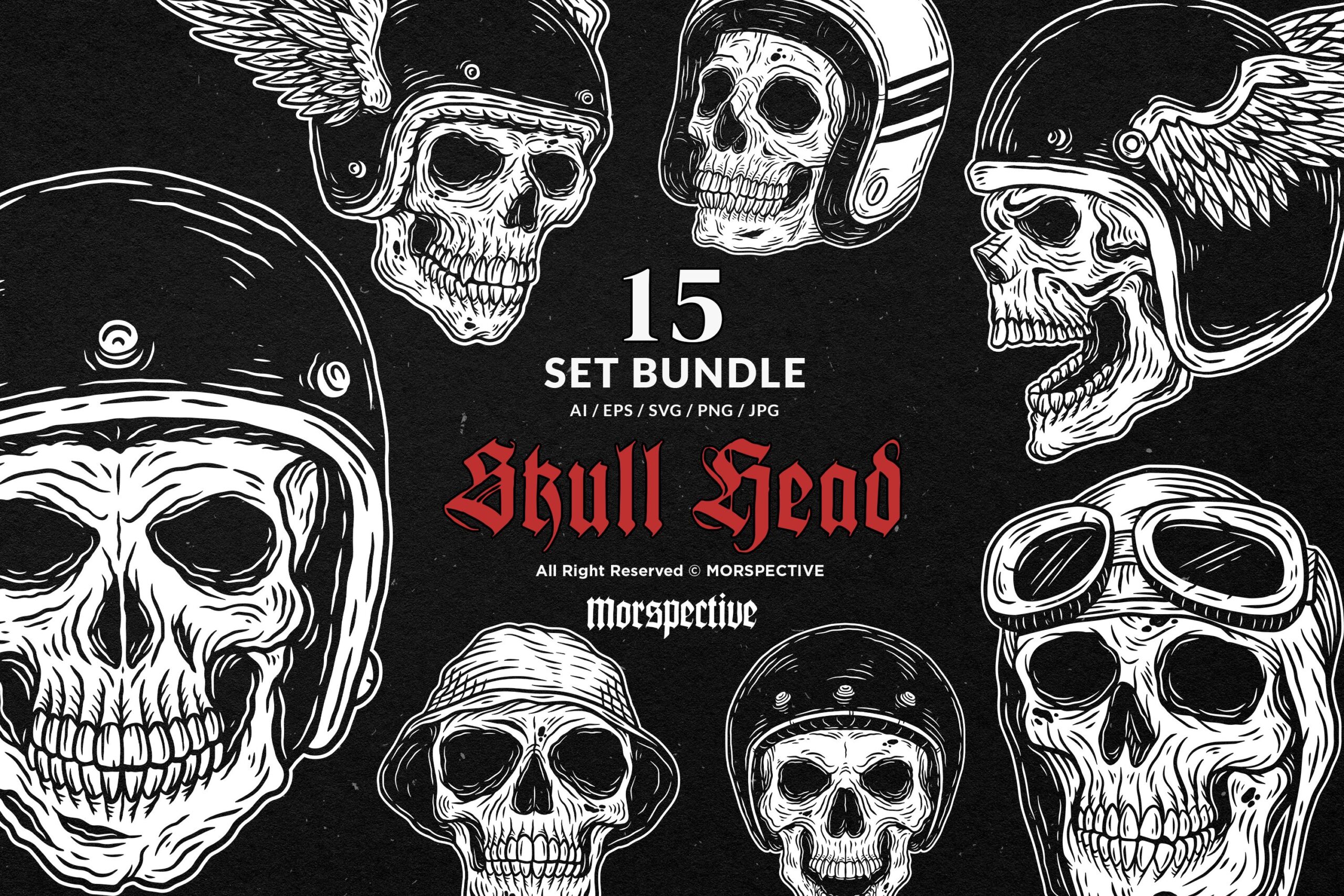 15 Set Bundle Dark Art Skull Rider