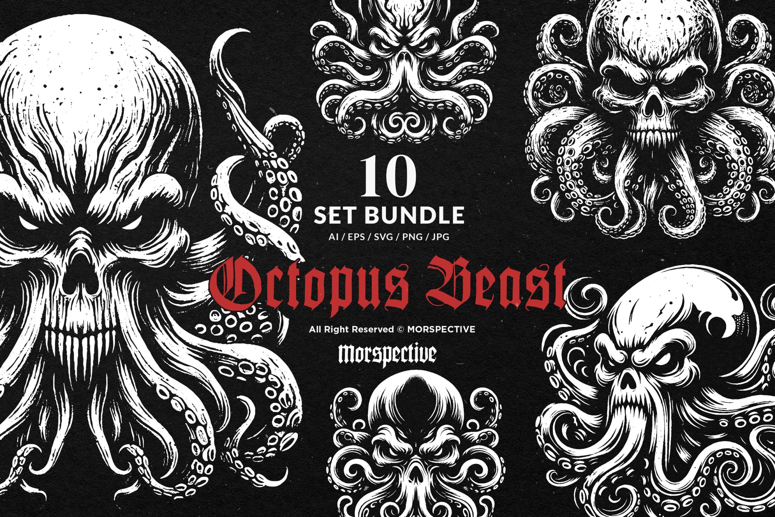 10 Bundle Dark Art Octopus Beast