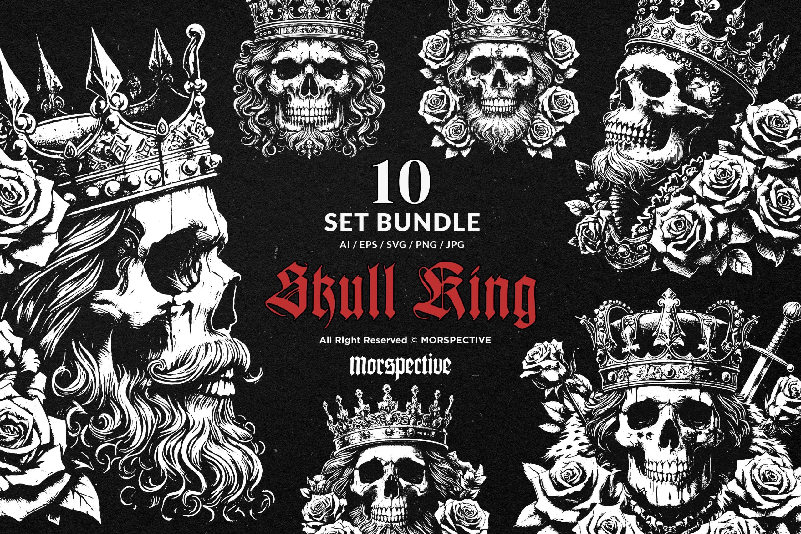 10 Bundle Dark Art Skull King