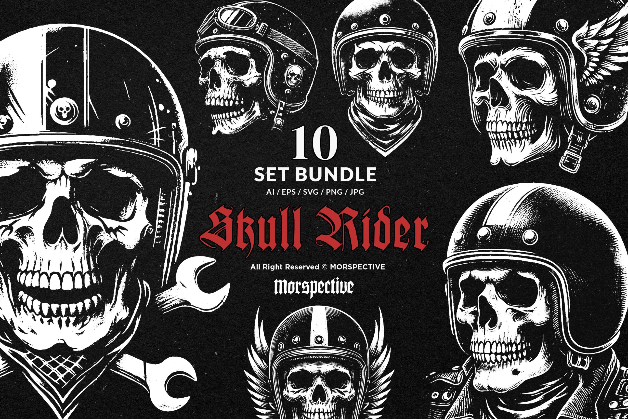 10 Bundle Dark Art Skull Rider