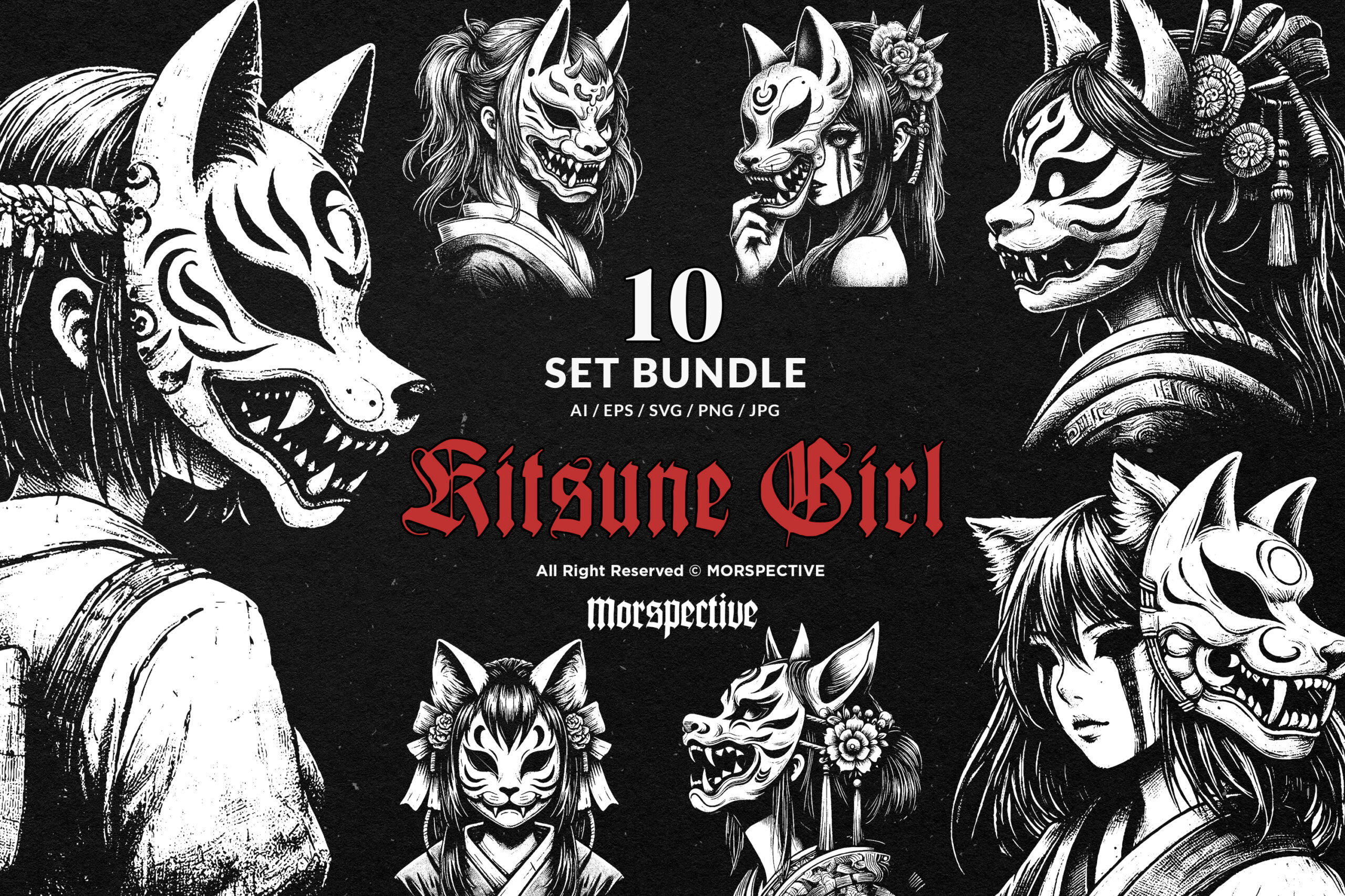 10 Bundle Dark Art Kitsune Girl 1 10 Bundle Dark Art Kitsune Girl
