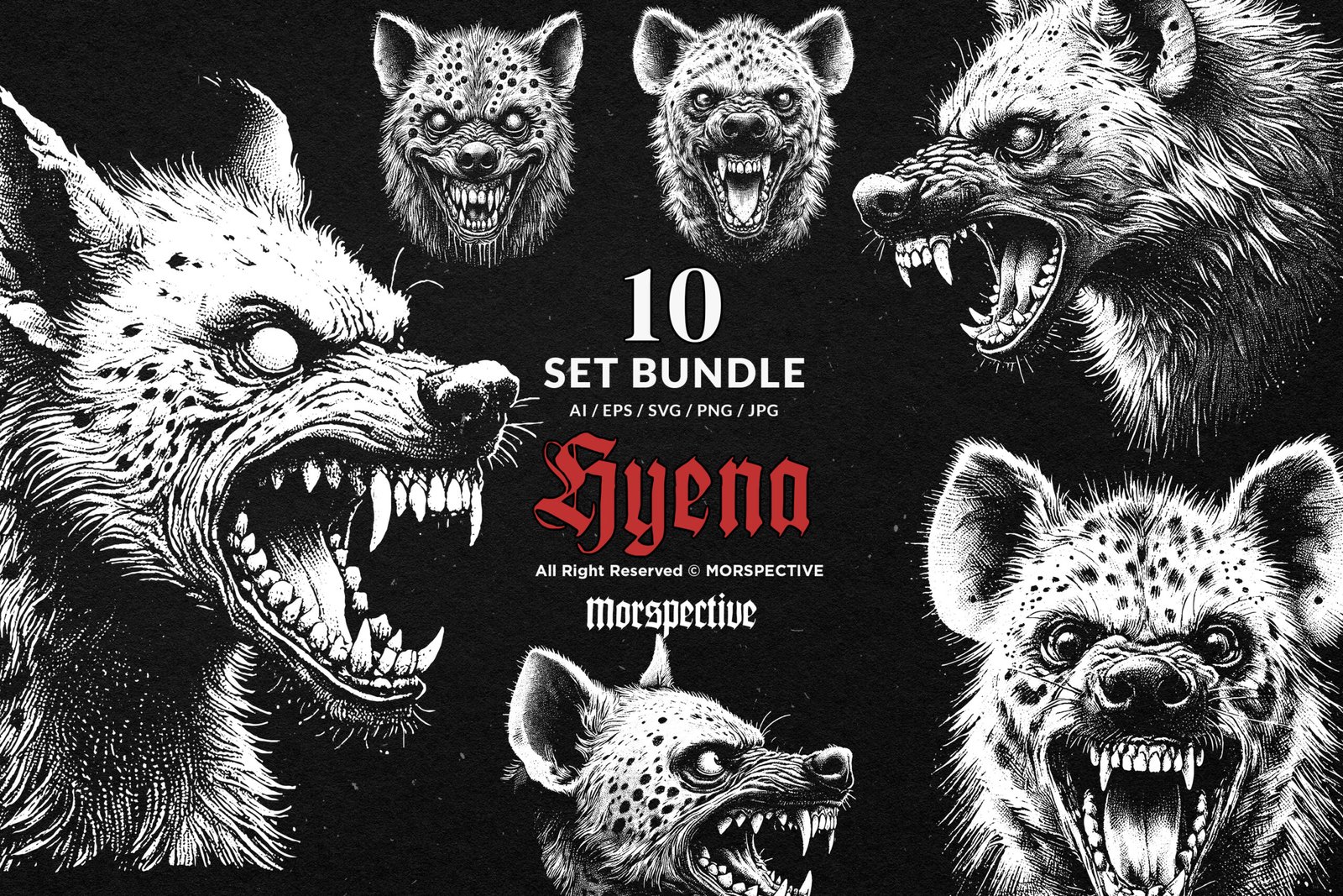10 Bundle Dark Art Hyena Head 1 10 Bundle Dark Art Hyena Head